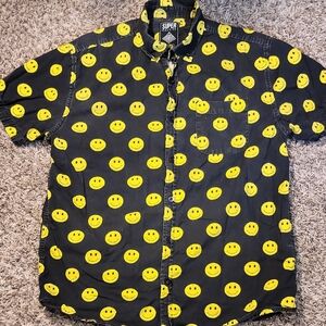 super Massive Black and Yellow Smiley Face Men's Shirt